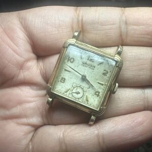 Vintage Gruen Very Thin Tank Mens Watch Gold Tone Art Deco Manual 26mm - Repair
